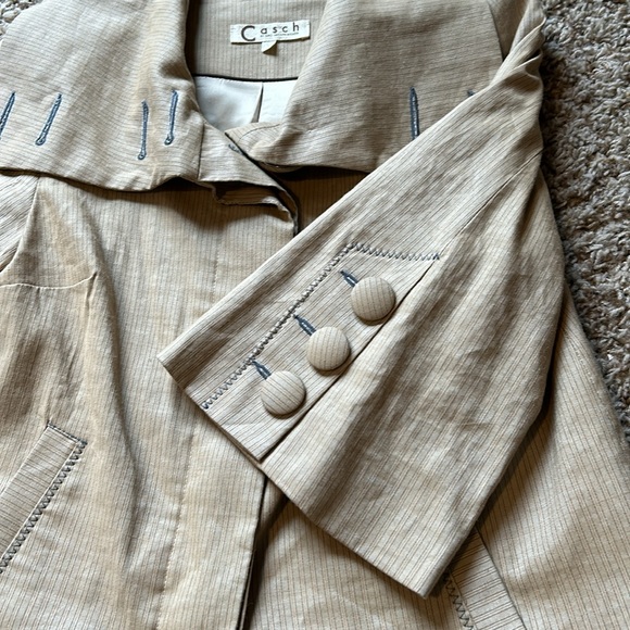 Anthro Casch Taupe Pinstripe Jacket - Picture 4 of 6